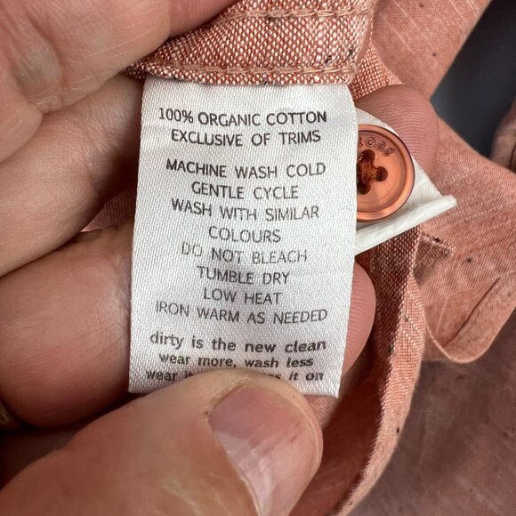 Horny Toad Organic Cotton Mens Button Up Long Sleeve Arne Shirt Size XL Peach - Picture 3 of 9